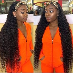 Headband wigs curly human hair wig none lace wig water wave natural color wig